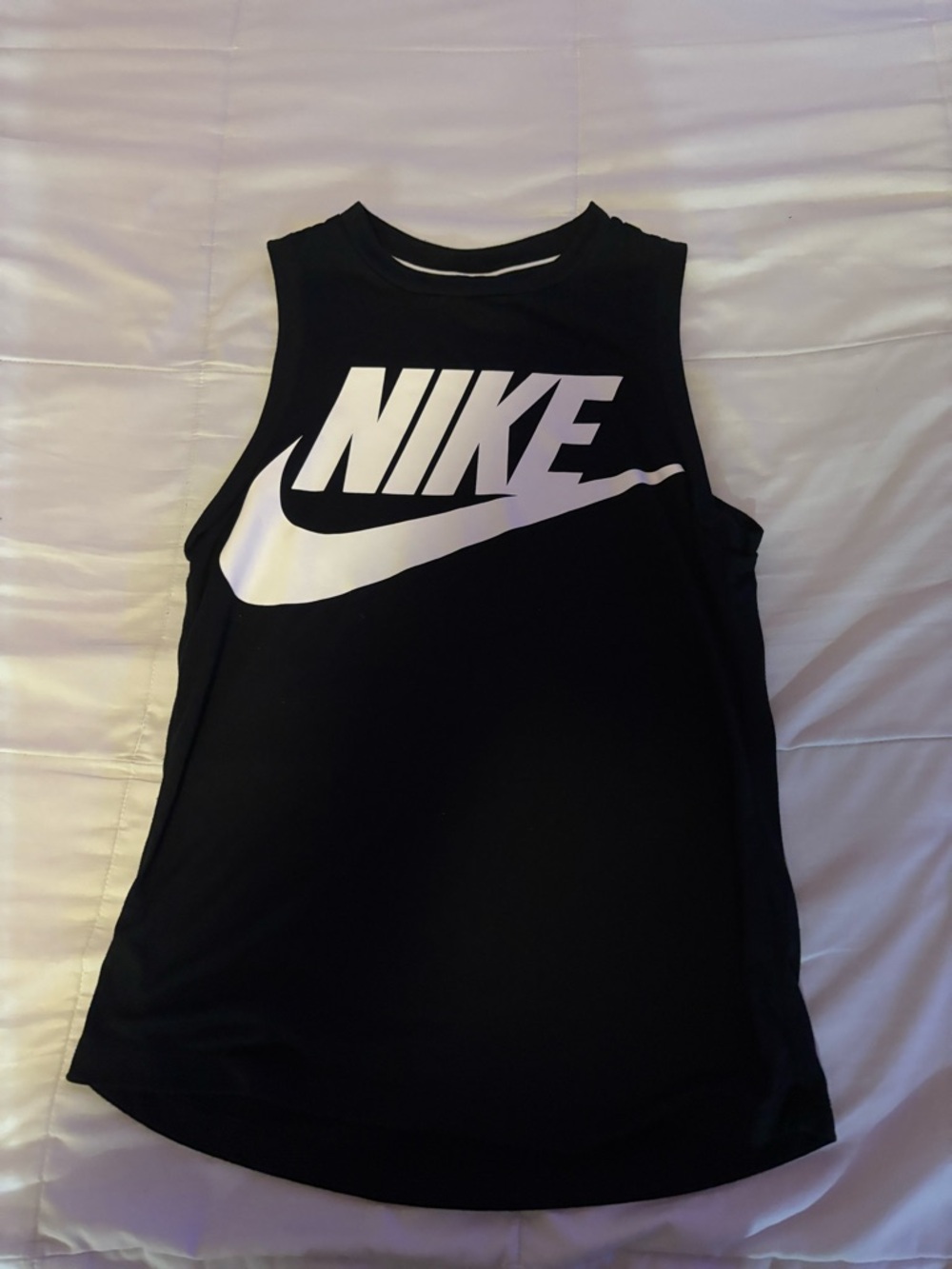 Nike Black Tank Top with White Swoosh and Red Tag